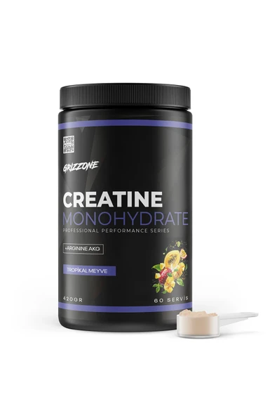 GRIZZONE CREATINE 420 GR 60 SERVIS 4 GR CREATINE 1 GR ARGININE AKG TROPICAL ürün görseli 1