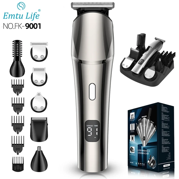 Profosyonel Şarjlı Saç Sakal Tıraş Makinesi fk-9001-6 In 1 Erkek Bakım Seti ürün görseli 1