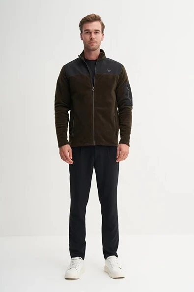 Cazador Regular Fit Basic Polar Kumaş Dik Yaka Sweat Hırka-56380 ürün görseli 1