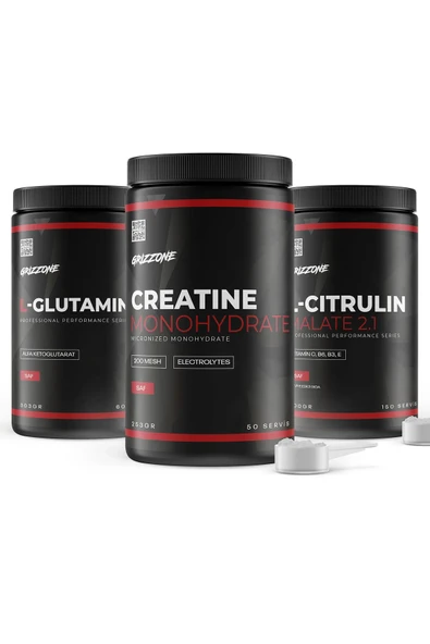 GRIZZONE Grızzy Amino Pack ( L-Glutamine 303Gr + Creatine 150Gr + L-Citruline Malate 303Gr ) ürün görseli 1