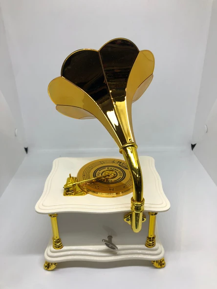 Lebron Gramofon Müzik Kutusu Beyaz - Resim 2
