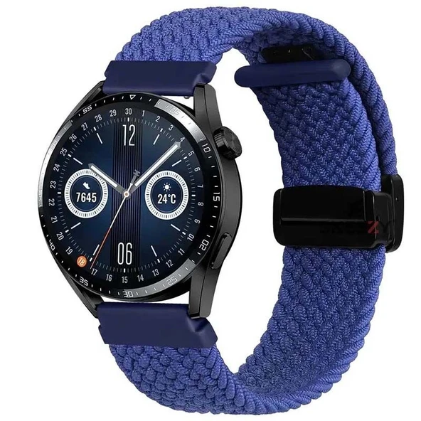 Sneezy Samsung Galaxy Watch 6 – Classic 40-43-44-47mm  20mm FiberLink Manyetik Tokalı Örgü Kordon  Mavi ürün görseli 1