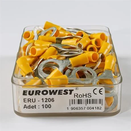 Eurowest 4,00-6,00mm M12 Yuvarlak Tip İzoleli Kablo Ucu ( 1 Kutu 100 Adet ) ürün görseli 1