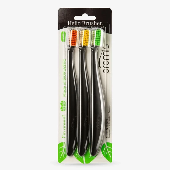 Promis Trio Black Biyoplastik 3'lü Diş Fırçası Seti ürün görseli 1