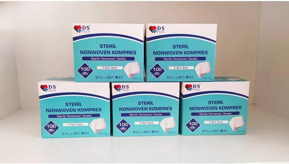 Ds Plus Steril Spanç Nonwoven Kompres 7,5 Cm X 7,5 Cm 500 Adet - 5 Kutu ürün görseli 1