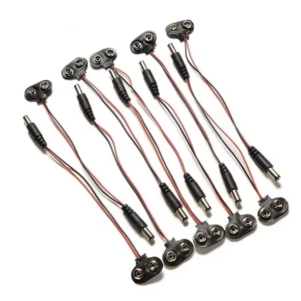 10 Adet 9V Pil Barrel Dönüştürücü Güç Kablo Jaklı Pil Başlığı - T Type ürün görseli 1
