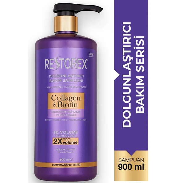 Restorex Collagen Biotin Dolgunlaştırıcı Bakım Şampuanı 900 ml ürün görseli 1