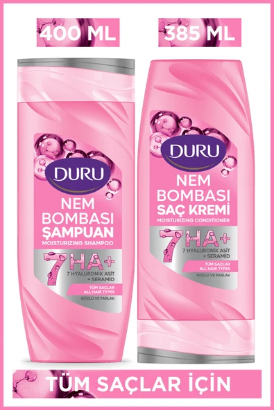 Duru Nem Bombası Tüm Saçlar İçin Şampuan 400 Ml & Saç Kremi 385 Ml ürün görseli 1