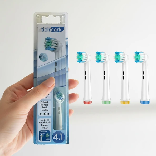 Ticimark Klasik Yumuşak Oral-B İle Uyumlu Diş Fırçası Başlığı - 4 Adet Yedek Başlık ürün görseli 1