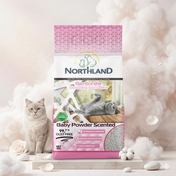 Northland Nortland 20 lt Bebek Pudrası Doğal Bentonit Kedi Kumu ürün görseli 1