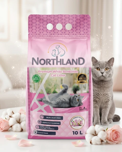 Nortland 10 lt Bebel Pudrası 10 Lt Doğal Bentonit Kedi Kumu ürün görseli 1