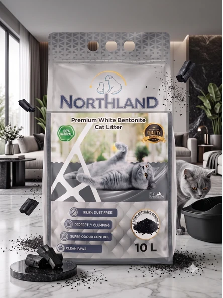 northland 10 Lt Aktif Karbonlu Doğal Bentonit Kedi Kumu ürün görseli 1