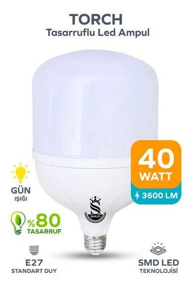 40w Tasarruflu E27 Gün Işığı Torch Led Ampul 1 Adet ürün görseli 1