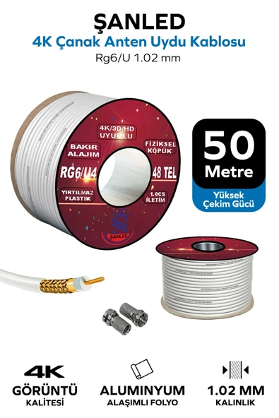 Anten Uydu Beyaz Kablo Rg6 U4 Tv Anten Kablo 48 Tel - 50 Metre ürün görseli 1