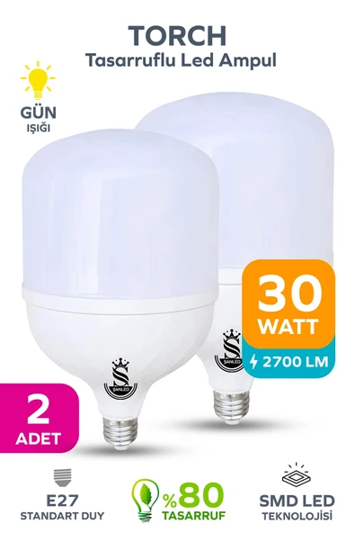 30w Tasarruflu E27 Sarı Işık Torch Led Ampul 2 Adet ürün görseli 1