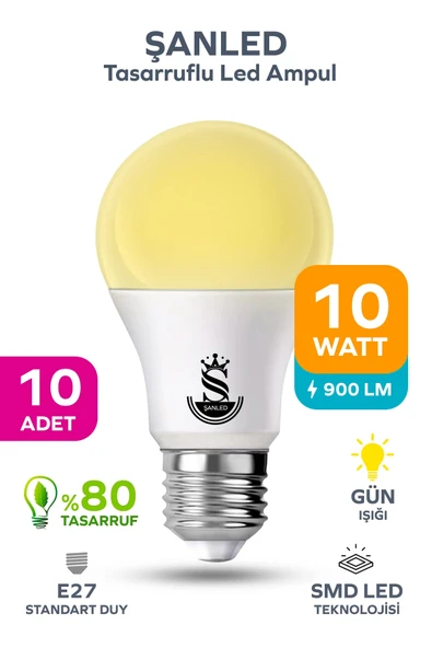 10W Tasarruflu Gün Işığı Led Ampul 10 Adet ürün görseli 1