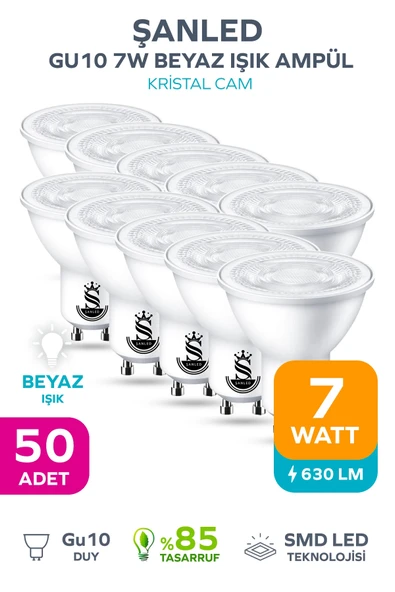 GU10 7W Beyaz Işık Ampül 50 Adet ürün görseli 1