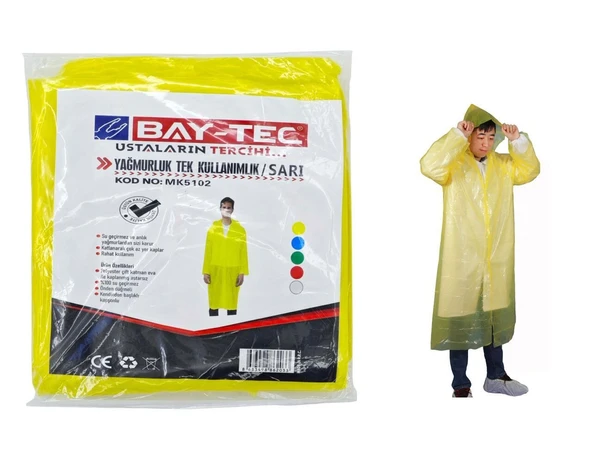 Yağmurluk Tek Kullanımlık Sarı BAY-TEC MK5102 ürün görseli 1