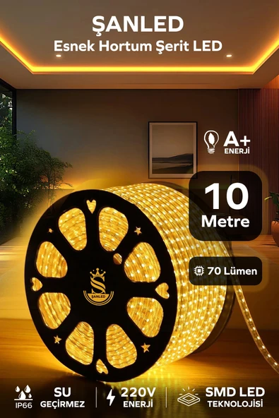 Hortum Esnek 220V Şerit Led Amber 10 Metre ürün görseli 1