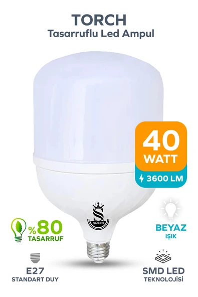 40w Tasarruflu E27 Beyaz Işık Torch Led Ampul 1 Adet ürün görseli 1