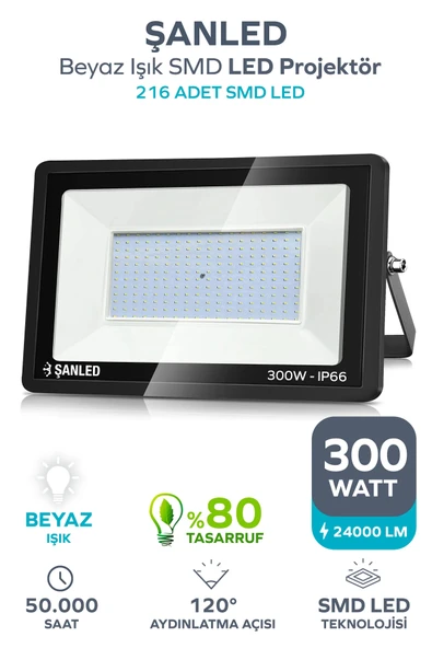 300W 24.000 Lümen 6500k Beyaz Işık Smd Led Projektör 1 Adet ürün görseli 1
