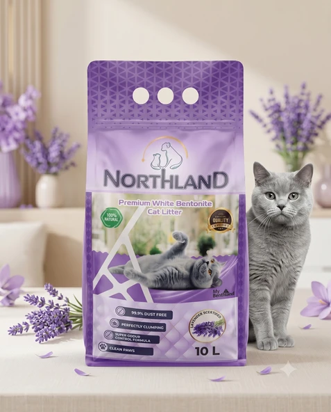 Nortland 10 lt  Lavanta  10 Lt Doğal Bentonit Kedi Kumu ürün görseli 1