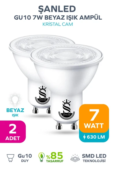 GU10 7W Beyaz Işık Ampül 2 Adet ürün görseli 1