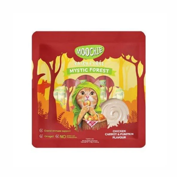 Moochie Creamy Tavuk Havuç ve Balkabaklı Sıvı Krema Kedi Ödülü 25x15 gr ürün görseli 1
