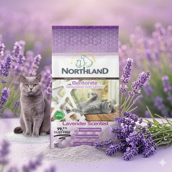 Northland 20 Lt Lavanta Kokulu Doğal Bentonit Kedi Kumu ürün görseli 1