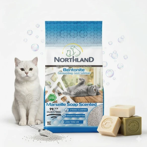 Northland 20 Lt Marsilya Sabunlu Doğal Bentonit Kedi Kumu ürün görseli 1