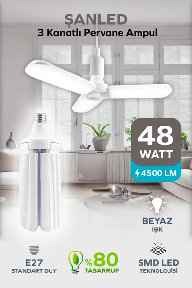 3 Kanatlı Pervane 48W Ampul Beyaz Işık-1 Adettir ürün görseli 1