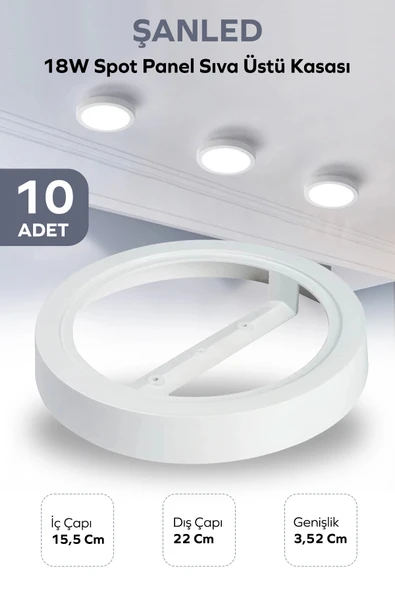18W SPOT PANEL BEYAZ SIVA ÜSTÜ KASASI 10 Adet ürün görseli 1