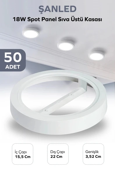 18W SPOT PANEL BEYAZ SIVA ÜSTÜ KASASI 50 Adet ürün görseli 1