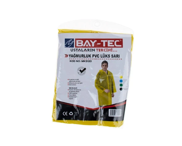 PVC Lüks Yağmurluk Sarı Cepli Sırttan Havalandırmalı 260gr-MK5120 ürün görseli 1
