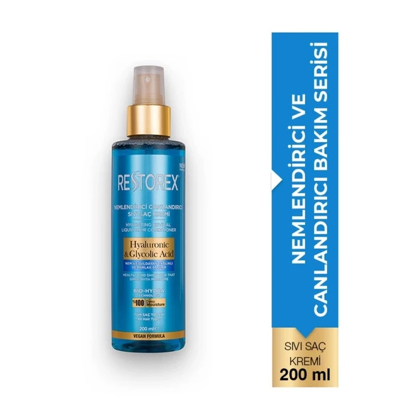 Restorex Hyaluronic Glycolic Acid Nemlendirici Canlandırıcı Sıvı Saç Kremi 200 ml ürün görseli 1