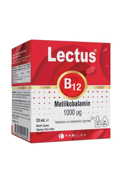 Lectus B12 Metilkobalamin Dilaltı Sprey 20 ml ürün görseli 1