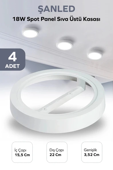 18W SPOT PANEL BEYAZ SIVA ÜSTÜ KASASI 4 Adet ürün görseli 1