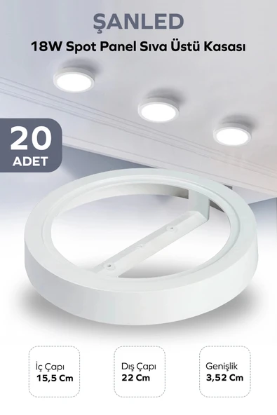 18W SPOT PANEL BEYAZ SIVA ÜSTÜ KASASI 20 Adet ürün görseli 1