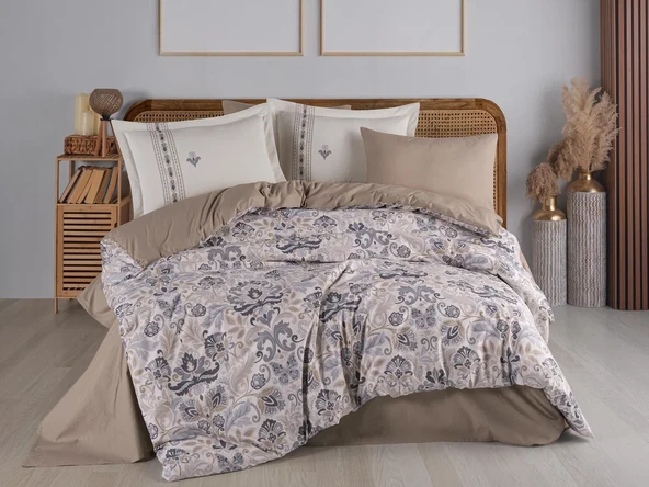Hobby Çift Kişilik Poplin Nevresim Anabel Gri ürün görseli 1