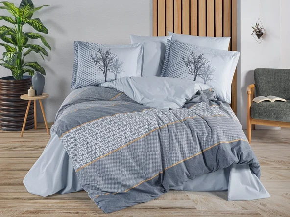 Hobby Çift Kişilik Poplin Nevresim Tanya İndigo ürün görseli 1