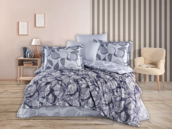 Hobby Çift Kişilik Poplin Nevresim Calisse Lacivert ürün görseli 1