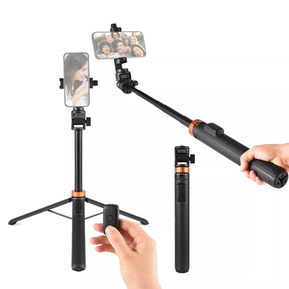 Kingjoy M080 Telefon Tutacaklı Uzaktan Kumandalı Selfie Tripod ürün görseli 1