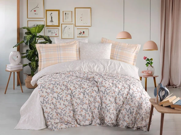 Hobby Çift Kişilik Poplin Nevresim Lola Somon ürün görseli 1