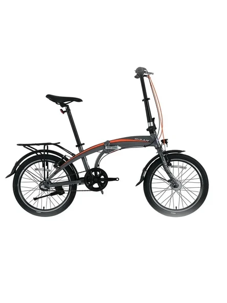 BİSAN FX 3500-NX3 KATLANIR BİSİKLET 32CM V 20 JANT NEX.3 VİTES METALİK GRİ TURUNCU ürün görseli 1