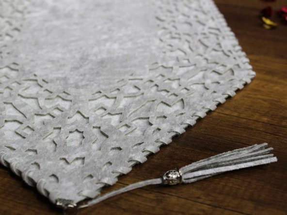 Çeyiz Diyarı Selçuklu Kadife Çift Kat Runner Silver - Resim 2