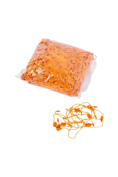 Turuncu Renk Kilitli Geçmeli Etiket İpi 1.000 Adet Plastik Kart ve Fiyat Etiketi Bağlama İpi ürün görseli 1