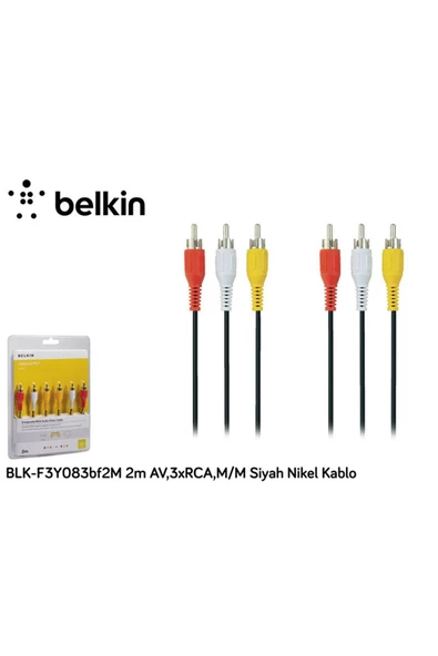 Belkin   2m AV,3xRCA,M/M Siyah Nikel Kablo f3y083bf2m ürün görseli 1