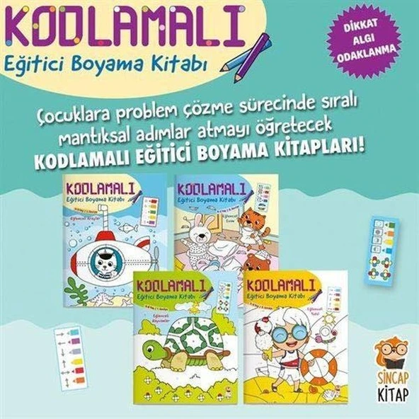 Kodlamalı Eğitici Boyama Kitabı 4-6 Yaş (4 Kitap Takım) ürün görseli 1