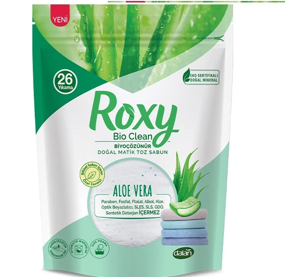 DALAN ROXY BİO CLEAN 800GR ALOE VERA BİYOÇÖZÜNÜR DOĞAL MATİK TOZ SABUN  26 YIKAMA ürün görseli 1