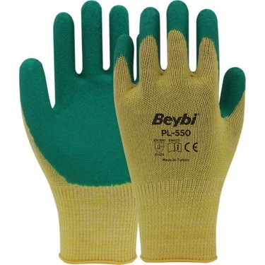 Beybi PL550 Polyester Örme Lateks Eldiven Yeşil ürün görseli 1